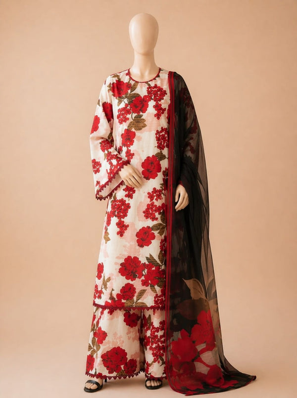 fcc-735 Printed Airjet Viscous Silk Three Piece