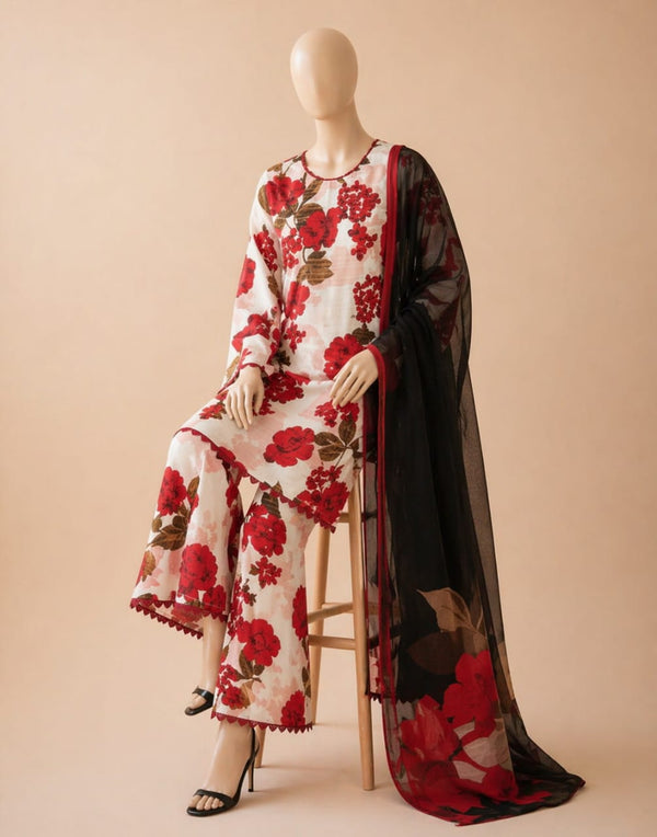 fcc-735 Printed Airjet Viscous Silk Three Piece