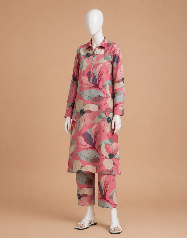 D-730 Printed Silk 2pc Wt
