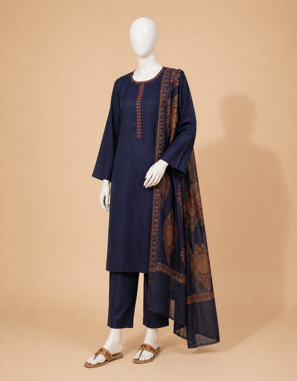 Sapphire D-200 Embroidered Dhanak 3pc