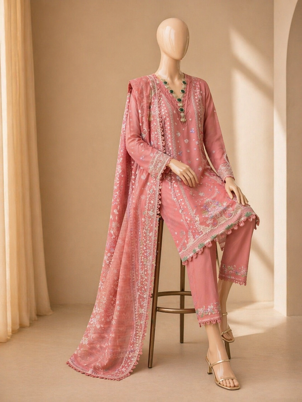 Qalamkar Embroidered lawn Three Piece D-269