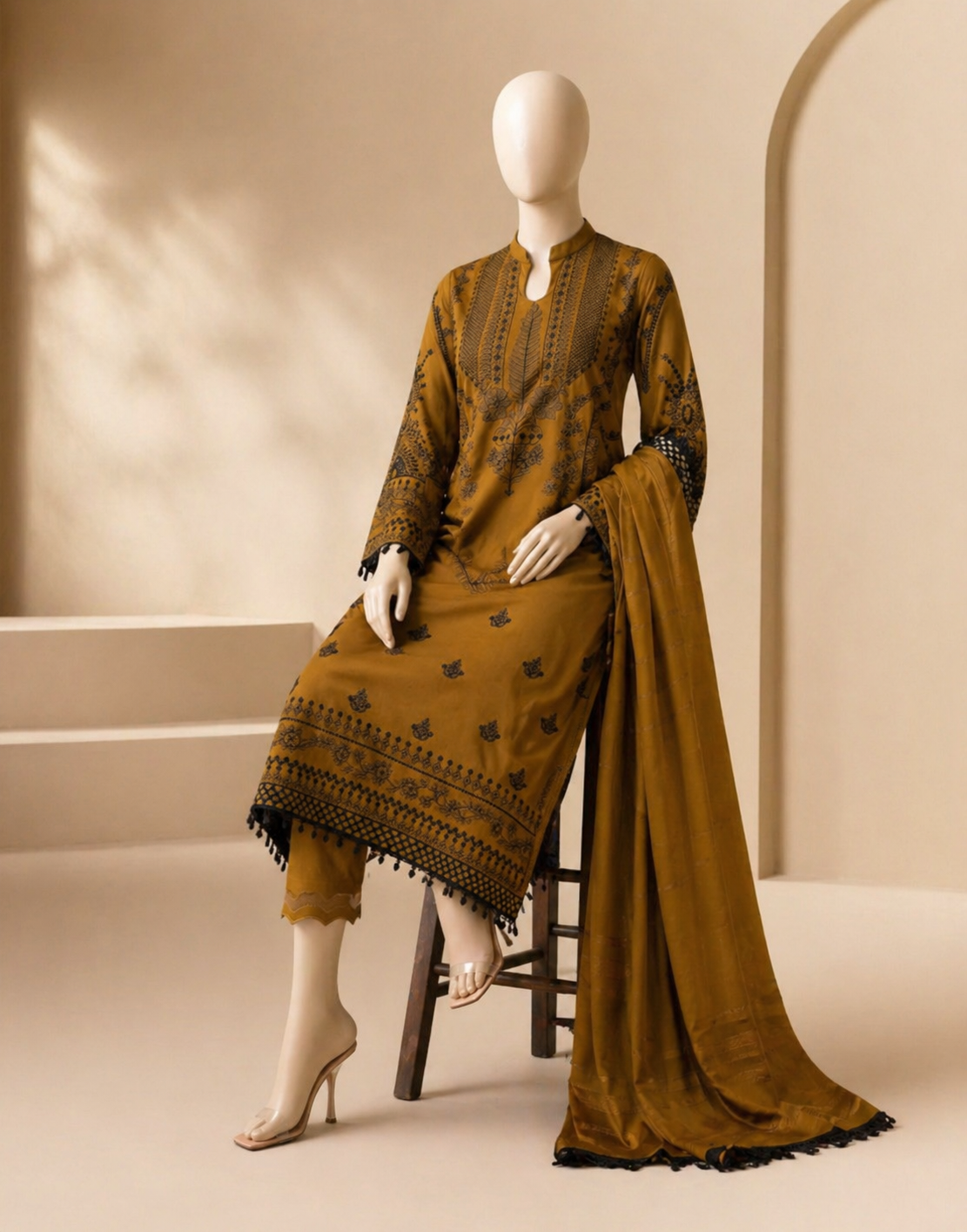 zarashahjhan Embroidered Dhanak 3PC coco-66