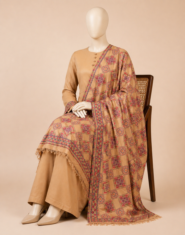 Bareeze FCC-198 Skin Embroidered Dhanak 3PC Winter Collection