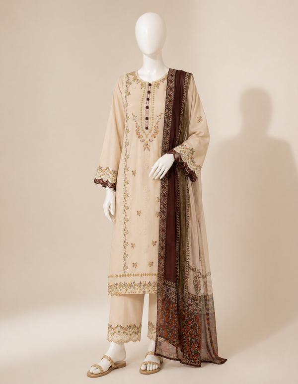 Sapphire D-299 Embroidered Dhanak 3PC