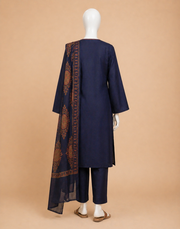 Sapphire D-200 Embroidered Dhanak 3pc
