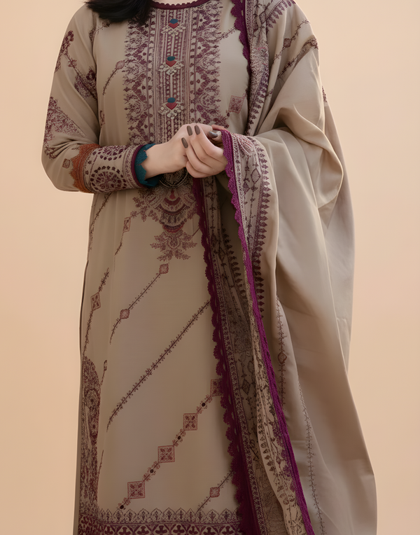 Florant Flo-185 Embroidered Dhanak 3PC