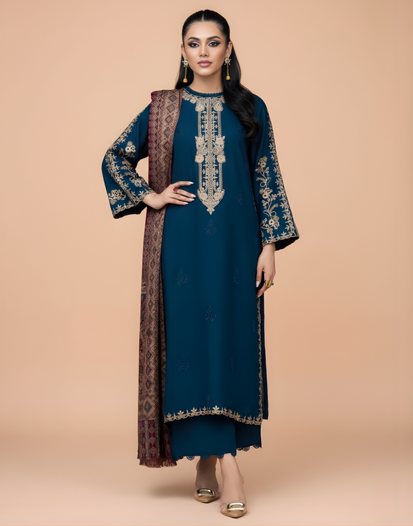 Izel Embroidered Dhanak 3PC COCO-145
