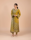 laam Embroidered Dhanak 3PC Lemon laam-44