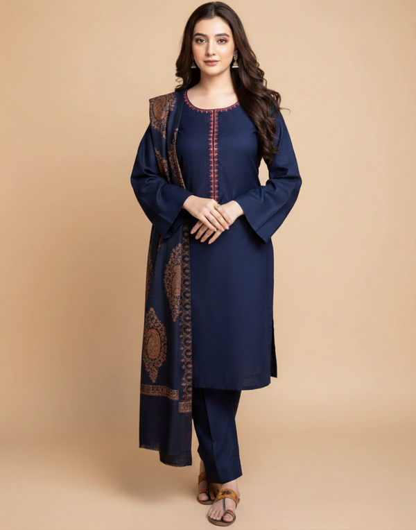 Sapphire D-200 Embroidered Dhanak 3pc