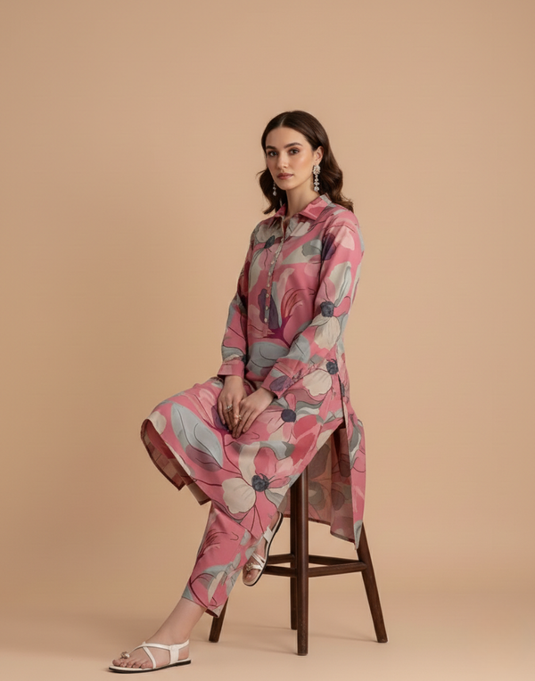 D-730 Printed Silk 2pc Wt