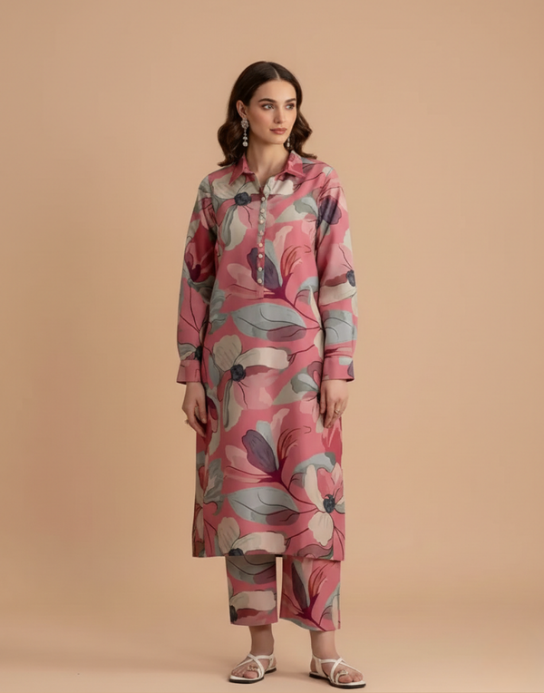 D-730 Printed Silk 2pc Wt