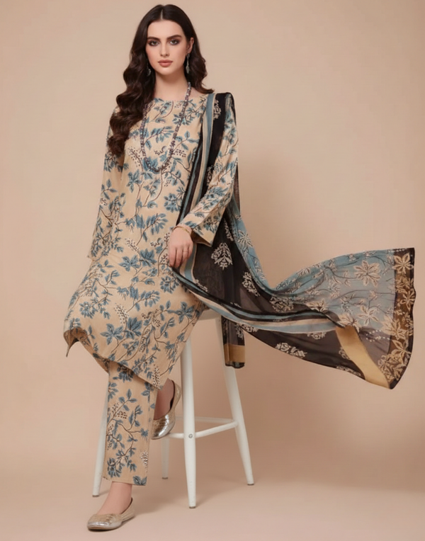 FF-01 Printed Airjet Viscous Silk 3pc W