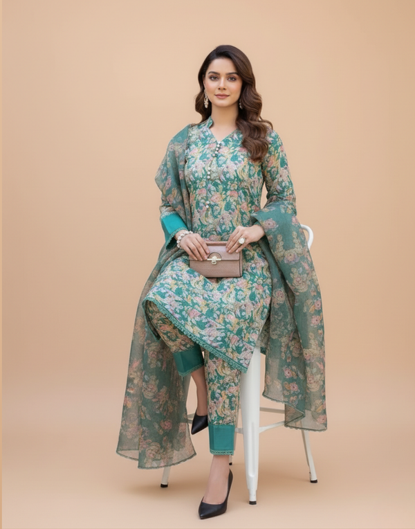 AC-03 Zinc Printed Airjet Viscous Silk Three Piece