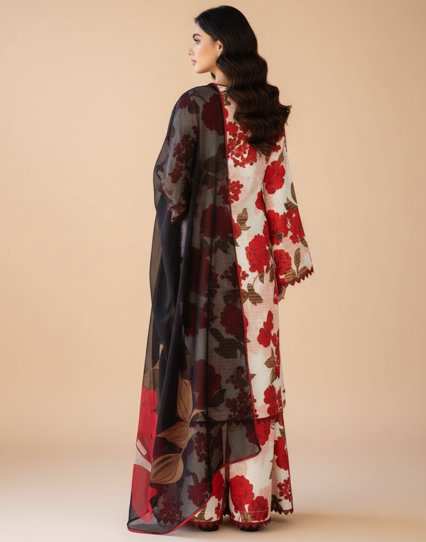 fcc-735 Printed Airjet Viscous Silk Three Piece