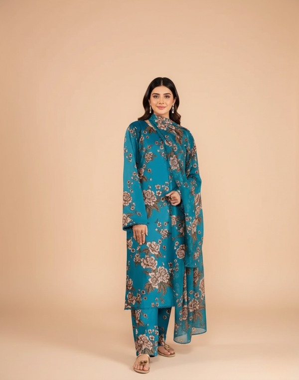 Ac-156 Shamooz Silk Printed 3PC Wt