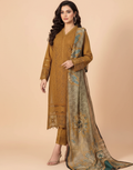 Chikenkari D-762 Musturd Lawn Embroidered 3PC