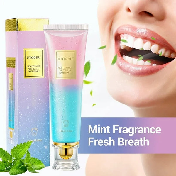 UTOGRU Whitening Toothpaste with Free Toothbrush – Teeth Brightening & Fresh Breath Formula