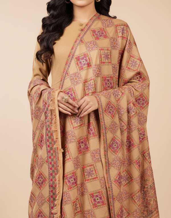 Bareeze FCC-198 Skin Embroidered Dhanak 3PC Winter Collection