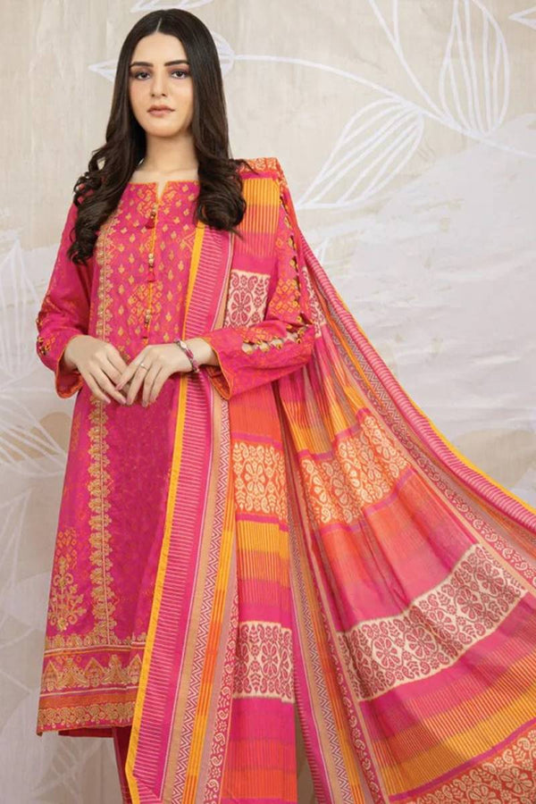D#718 pink Printed 3PC Summer Collection