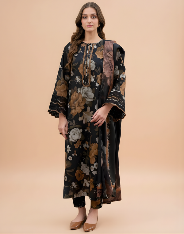 Baroque D-100 Printed 3PC suit ( khaddar )