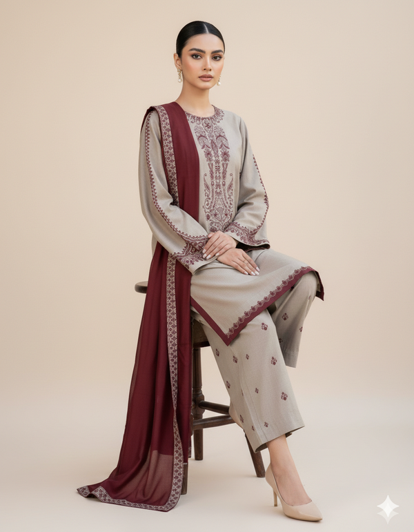 Sapphire D-99 Embroidered Dhanak 3PC