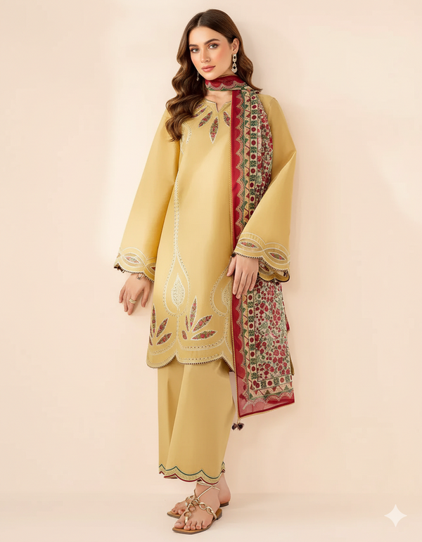 Sapphire D-176 Embroidered Dhanak 3PC