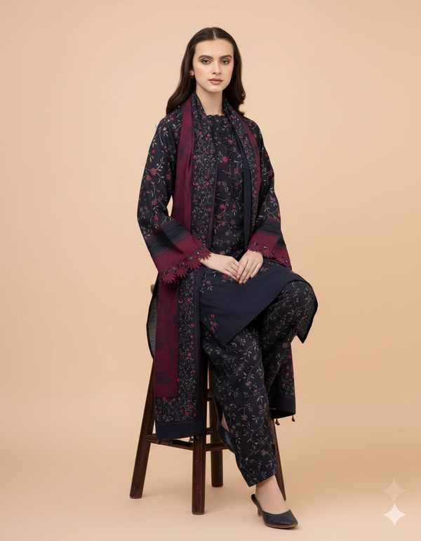 Sapphire D-801 Khaddar Printed 3PC
