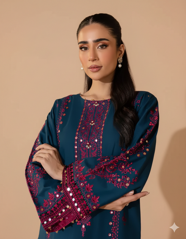 Sapphire D-909 Embroidered Dhanak 2PC