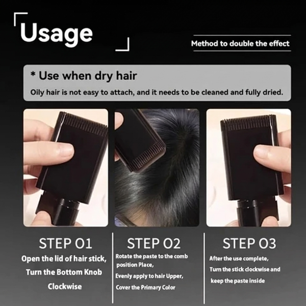 Hair Color Stick, Instant Gray Coverage, Natural Look, Waterproof Temporary Hair Dye for Men & Women