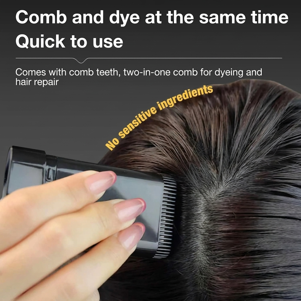 Hair Color Stick, Instant Gray Coverage, Natural Look, Waterproof Temporary Hair Dye for Men & Women