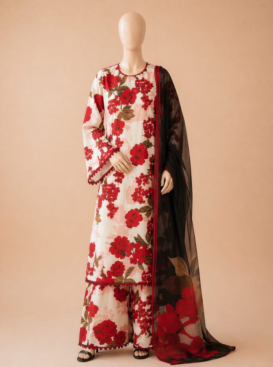 fcc-735 Printed Airjet Viscous Silk Three Piece