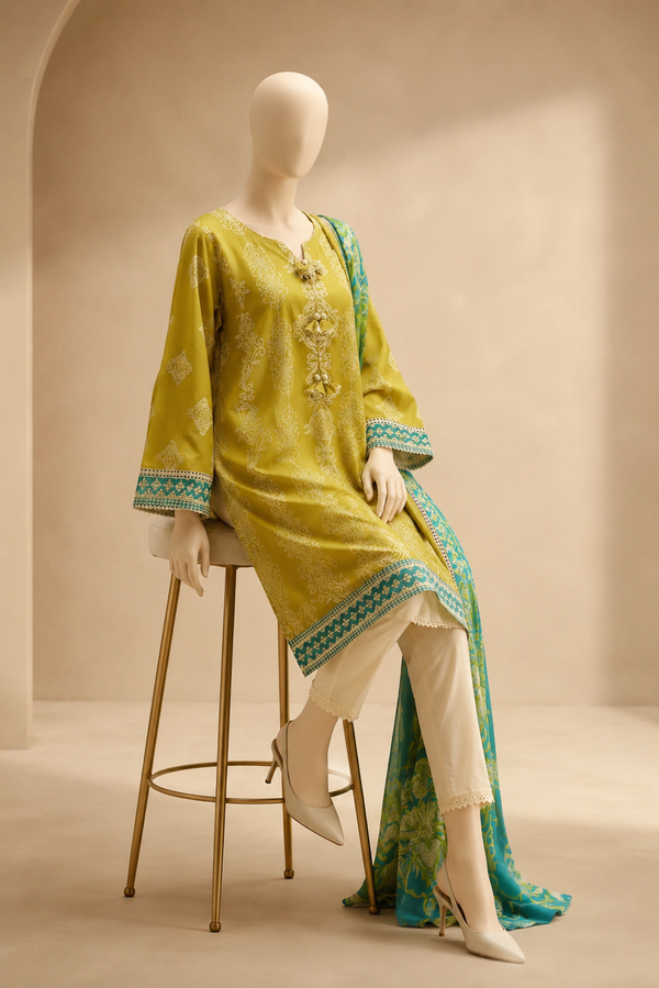BIN ILYAS Embroidered lawn Three Piece BI-263