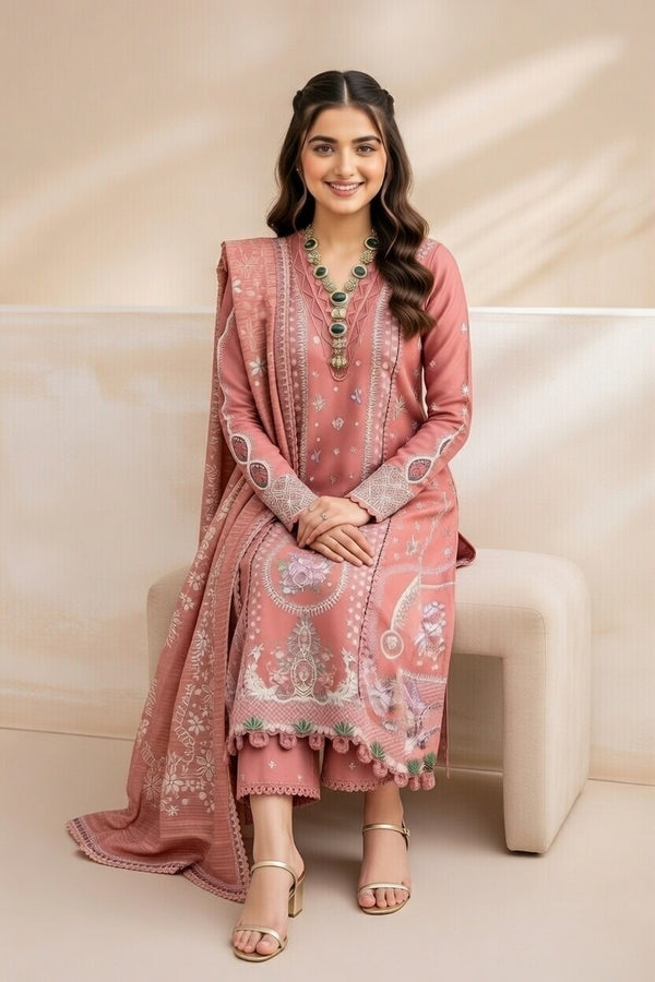 Qalamkar Embroidered lawn Three Piece D-269