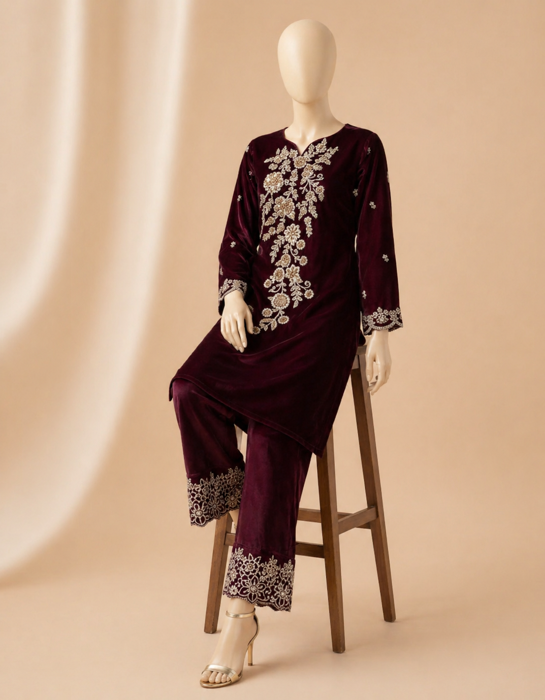 Embroidered Velvet 2PC Azure-218