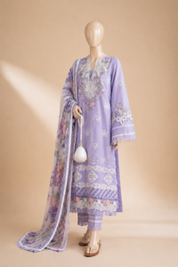 Elaf lavender love ChikenKari Embroidered Three Piece Lawn Collection