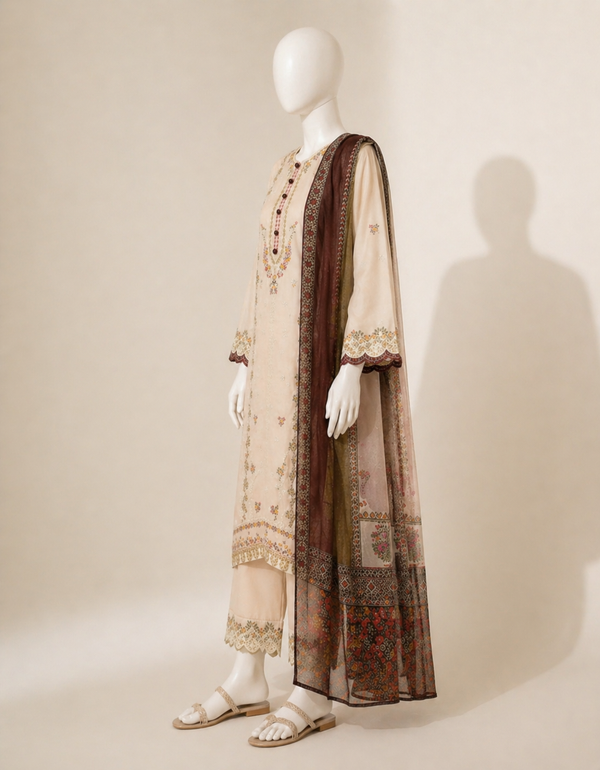 Sapphire D-299 Embroidered Dhanak 3PC