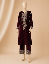 Embroidered Velvet 2PC Azure-218