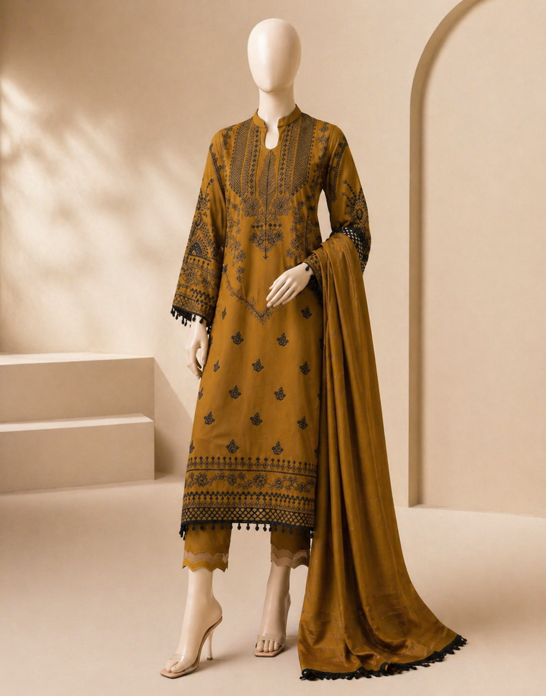 zarashahjhan Embroidered Dhanak 3PC coco-66