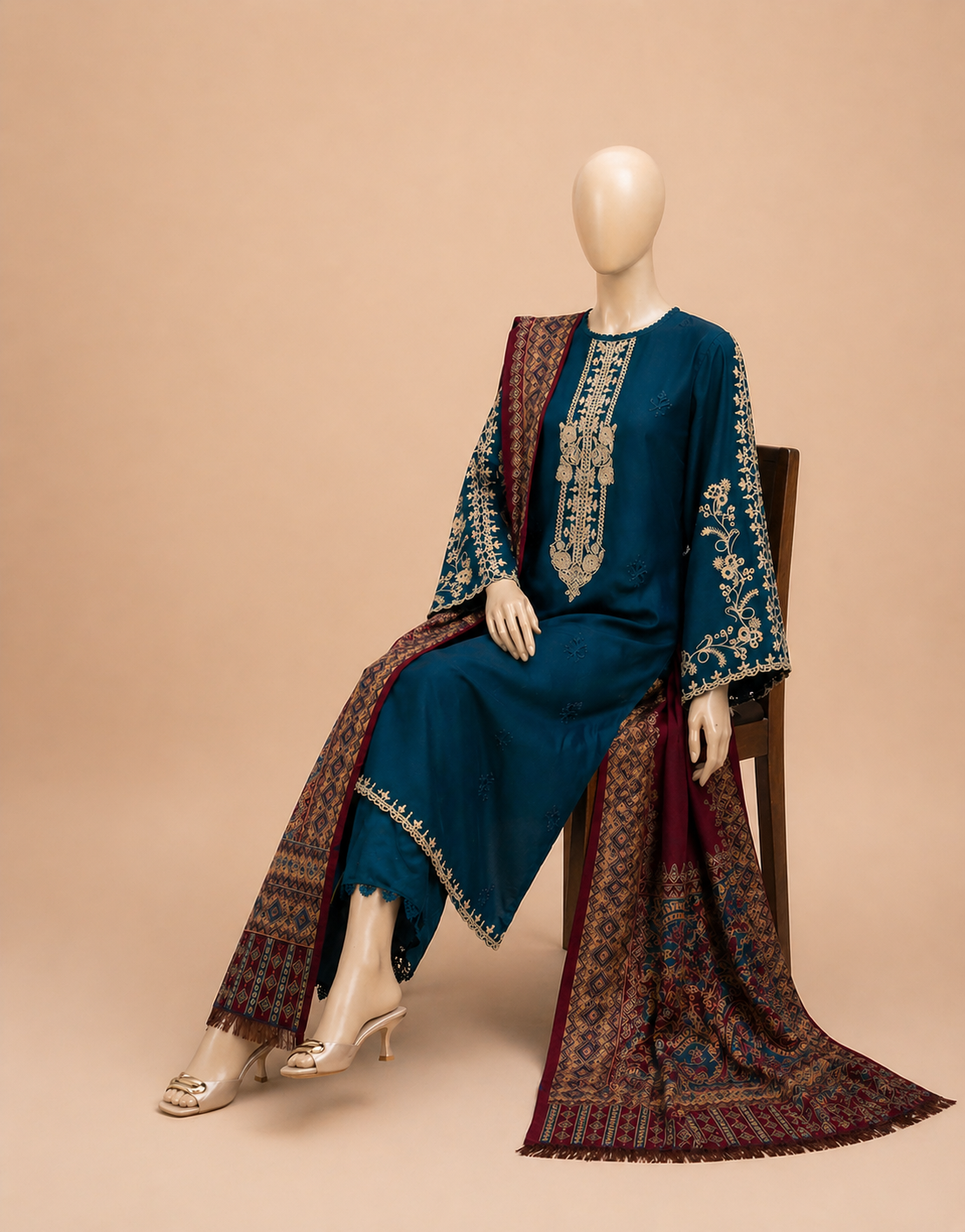 Izel Embroidered Dhanak 3PC COCO-145