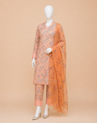 AC-03 Peach Printed Airjet Viscous Silk 3pc Wt