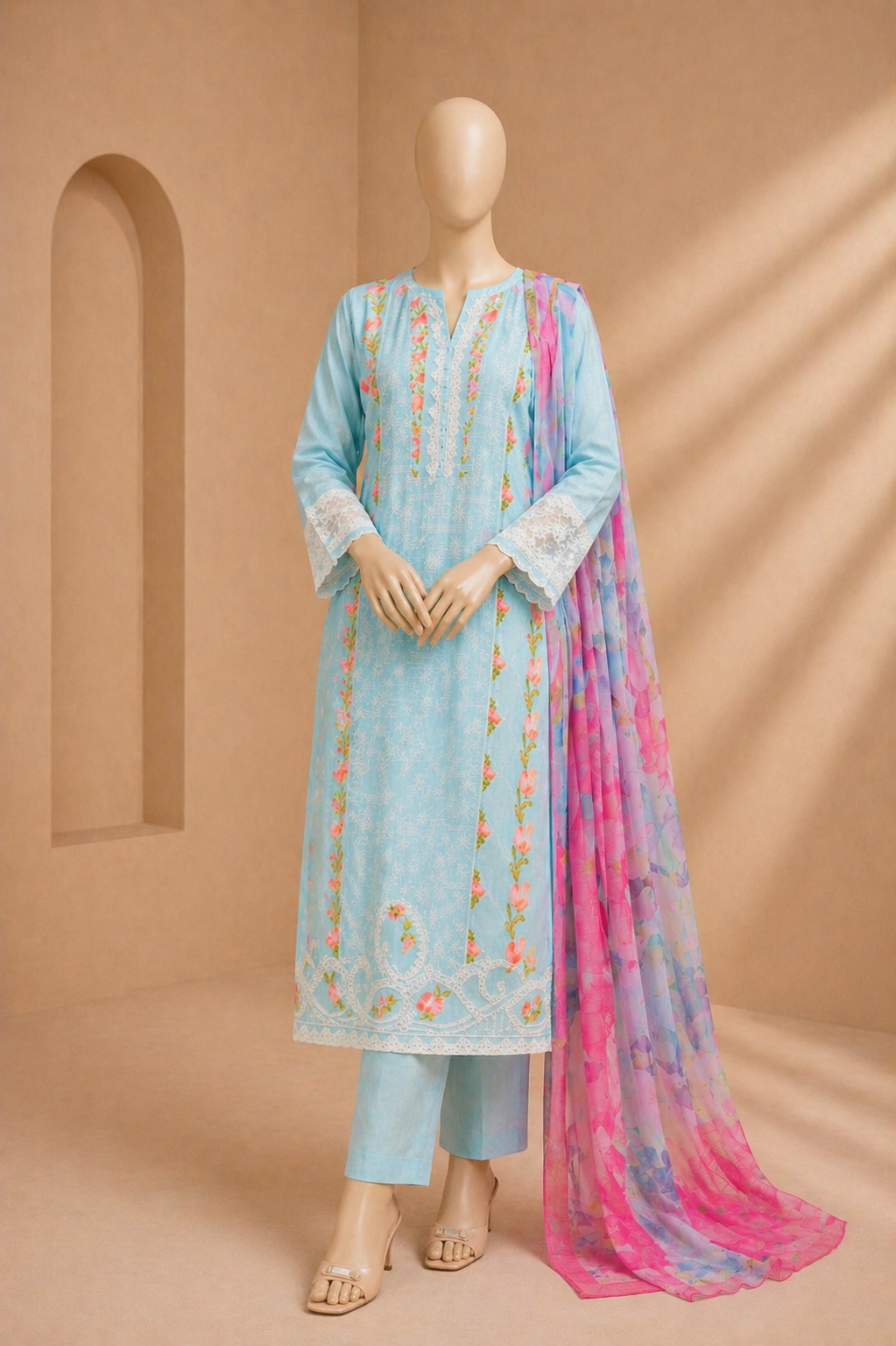 Embroidered lawn 3Pc