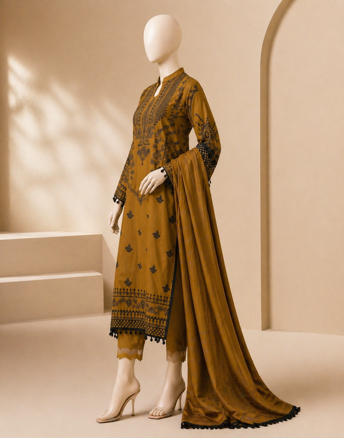 zarashahjhan Embroidered Dhanak 3PC coco-66