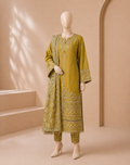 laam Embroidered Dhanak 3PC Lemon laam-44
