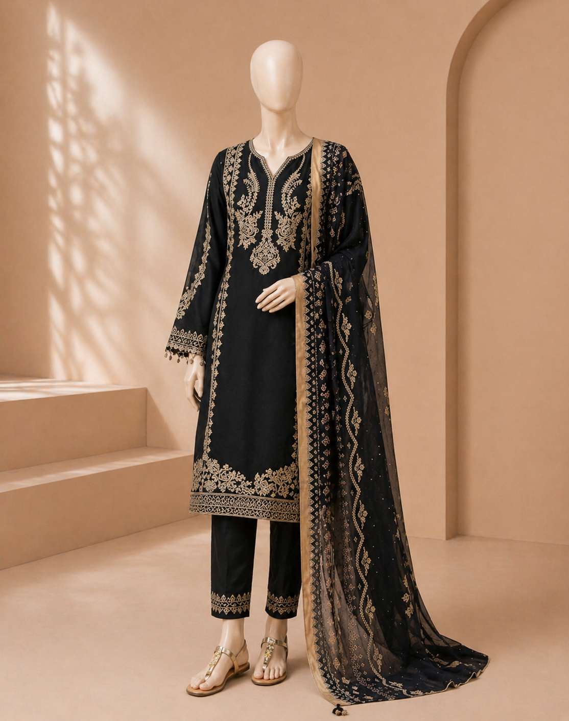 Izel Embroidered Dhanak 3PC D-91