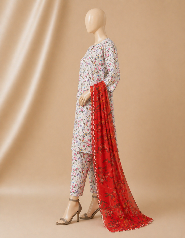 AC-02 White Printed Airjet Viscous Silk 3PC