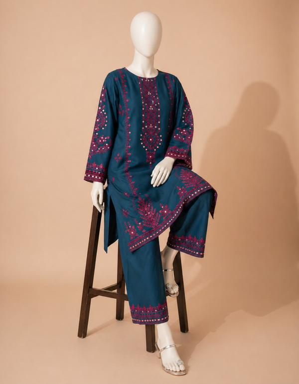 Sapphire D-909 Embroidered Dhanak 2PC