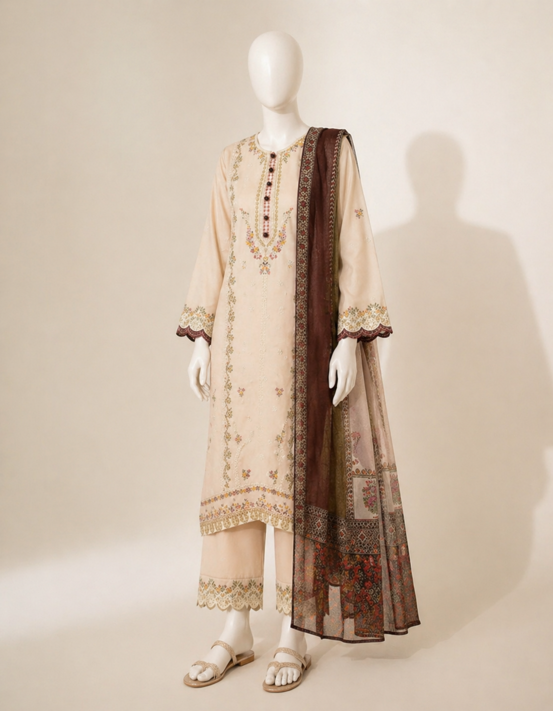 Sapphire D-299 Embroidered Dhanak 3PC