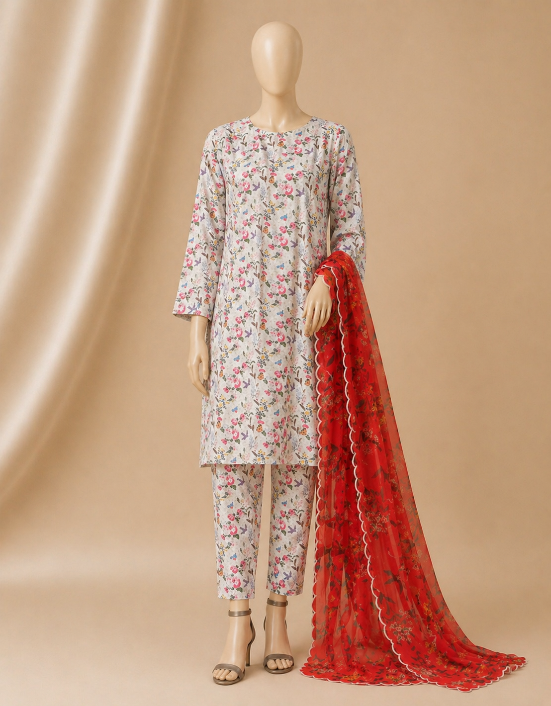 AC-02 White Printed Airjet Viscous Silk 3PC