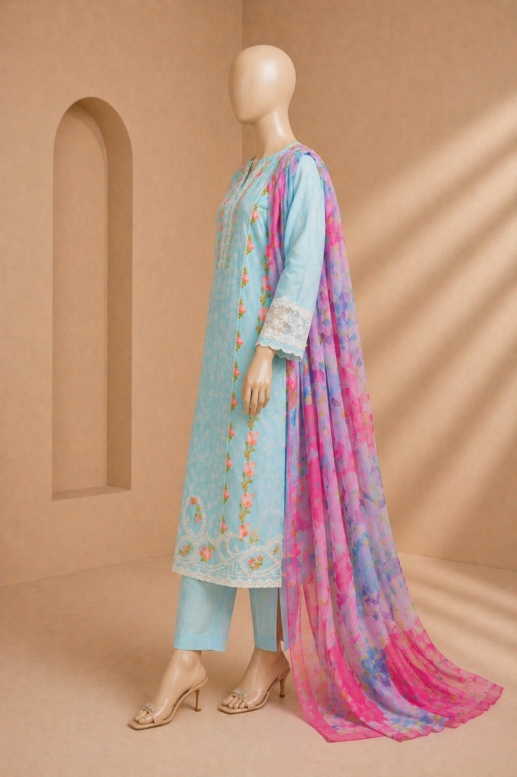Embroidered lawn 3Pc
