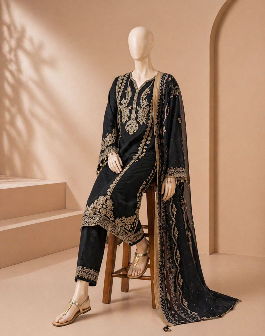 Izel Embroidered Dhanak 3PC D-91